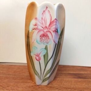 Vintage* Mid-century Handpainted Pink Lily Vase